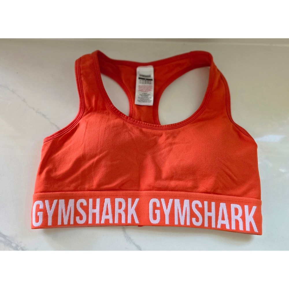 Gymshark Fit Seamless‎ Sports Bra Orange Racerback GLSB4277 Medium Impact M